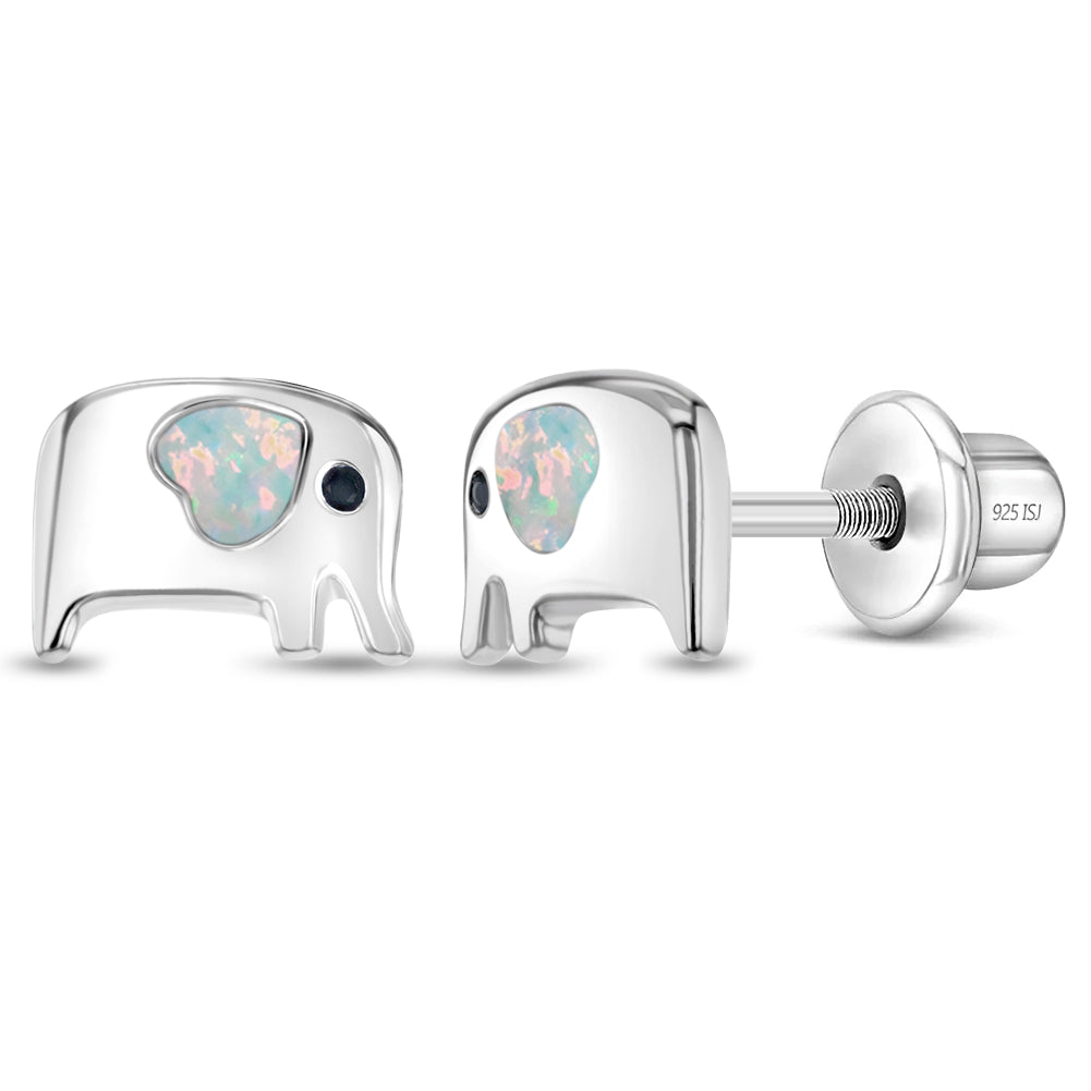 Gentle Giant Opal Kids / Children's / Girls Earrings Screw Back - Sterling Silver