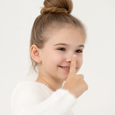 Polished Football Kids / Children's / Girls Earrings Screw Back - Sterling Silver