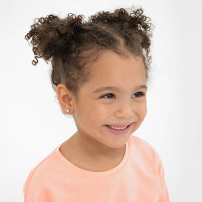 Polished Soccer Ball Kids / Children's / Girls Earrings Screw Back - Sterling Silver