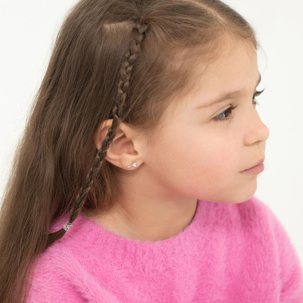Lock & Love Kids / Children's / Girls Earrings Screw Back - Sterling Silver