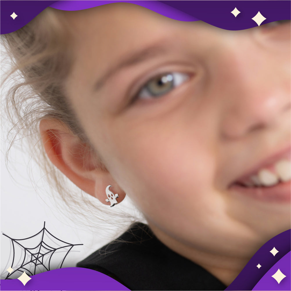 Spooky Pals Kids / Children's / Girls Earrings Screw Back - Sterling Silver