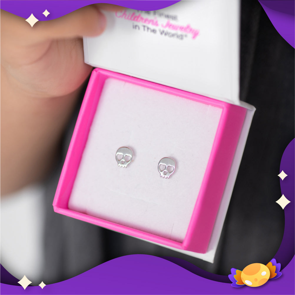 Bones In Love Kids / Children's / Girls Earrings Screw Back - Sterling Silver