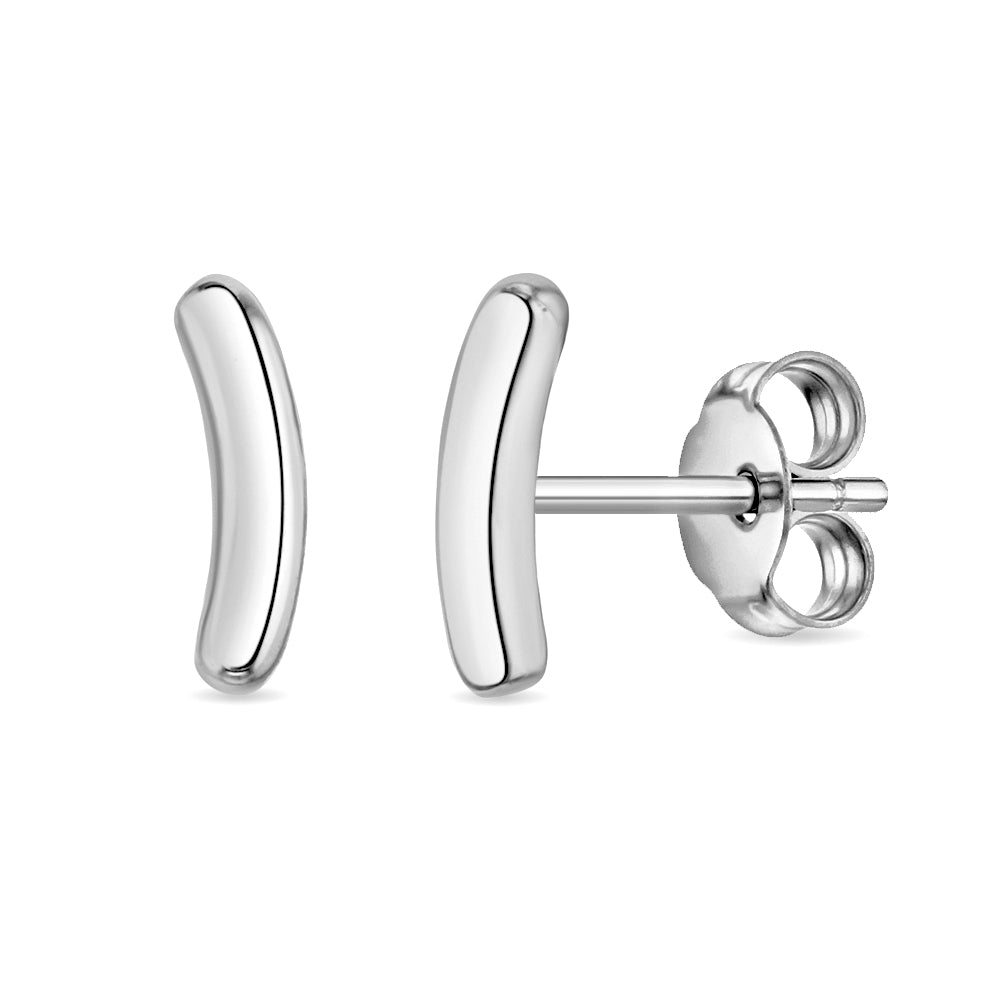 Curved Bar Kids / Children / Girls Earrings - Sterling Silver