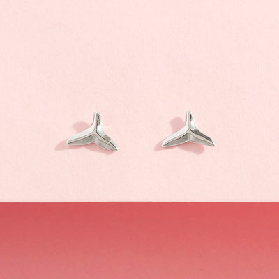 Whale Tail Kids / Children's / Girls Earrings Screw Back - Sterling Silver