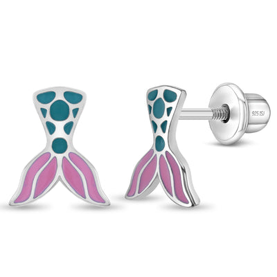 Mermaid Tail Kids / Children's / Girls Earrings - Sterling Silver