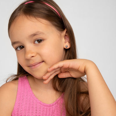 Polished Volleyball Kids / Children's / Girls Earrings - Sterling Silver