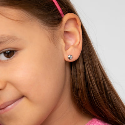 Polished Volleyball Kids / Children's / Girls Earrings - Sterling Silver