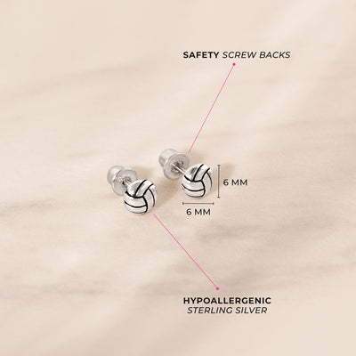 Polished Volleyball Kids / Children's / Girls Earrings - Sterling Silver