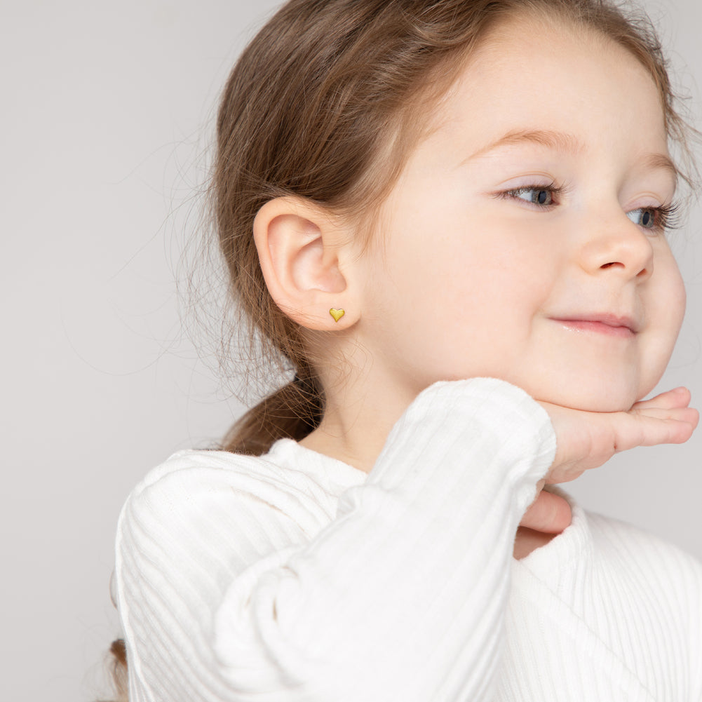 Tiny Heart Toddler / Kids Earrings Screw Back - 14k Gold Over Sterling Silver