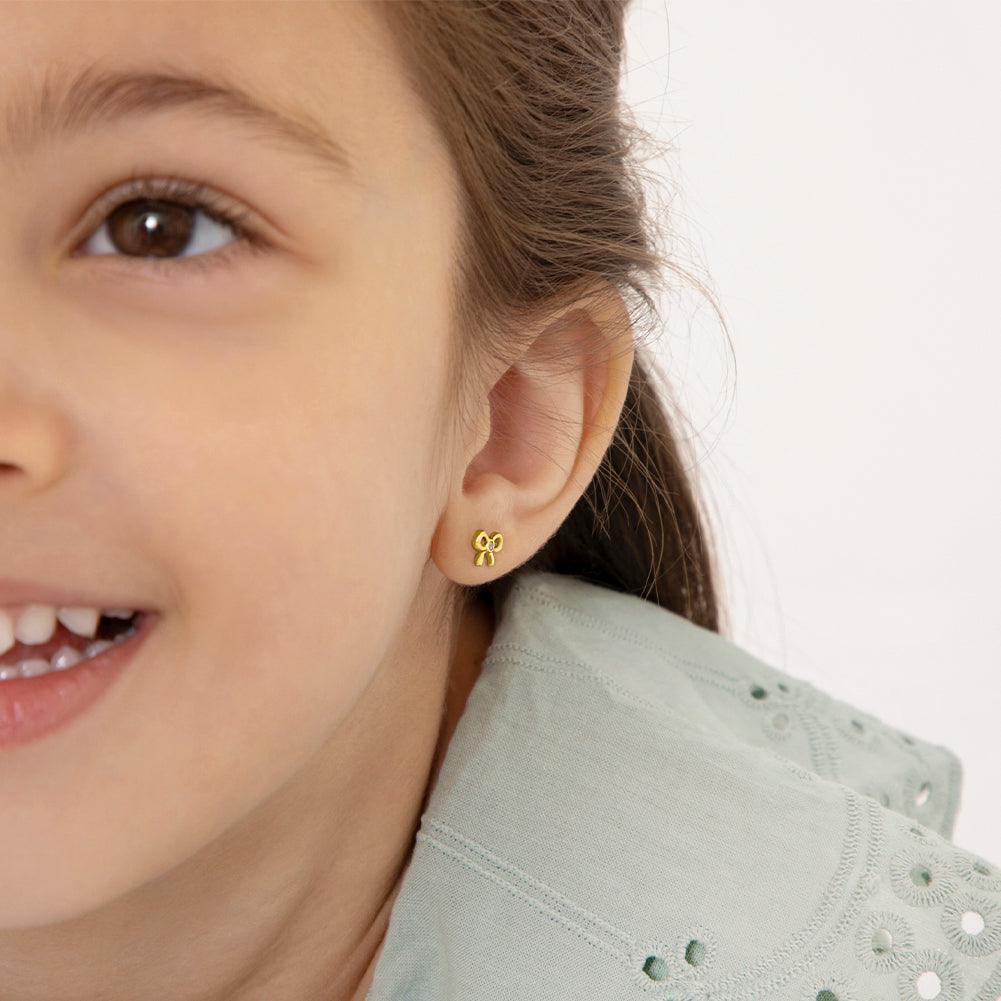 Petite Bow Toddler / Kids / Girls Earrings Screw Back - 14k Gold Over Sterling Silver