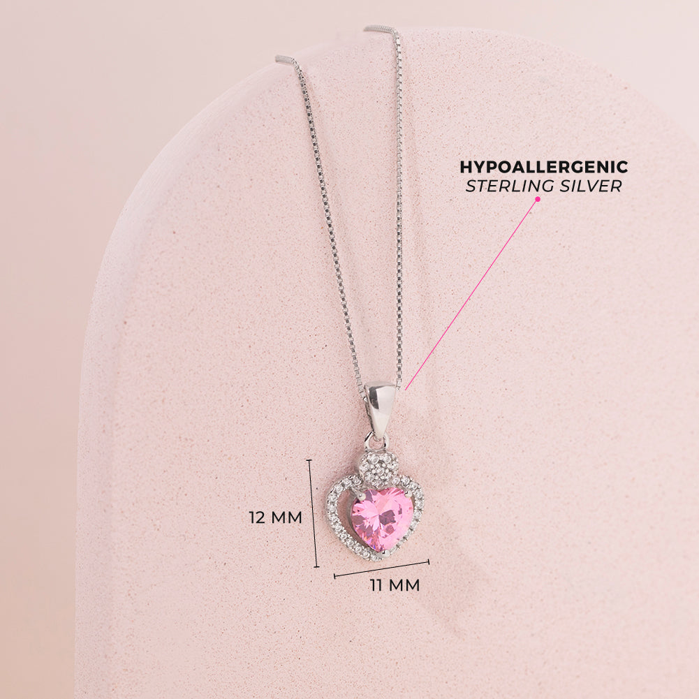 Royal CZ Heart & Gem Kids / Children's / Girls Pendant/Necklace - Sterling Silver
