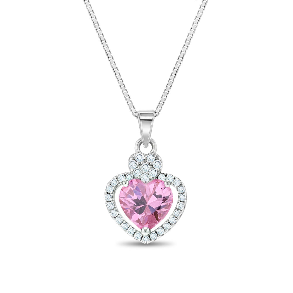Royal CZ Heart Gem Kids Children's Girls Pendant/Necklace Sterling Silver