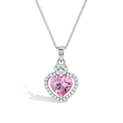 Royal CZ Heart & Gem Kids / Children's / Girls Pendant/Necklace - Sterling Silver