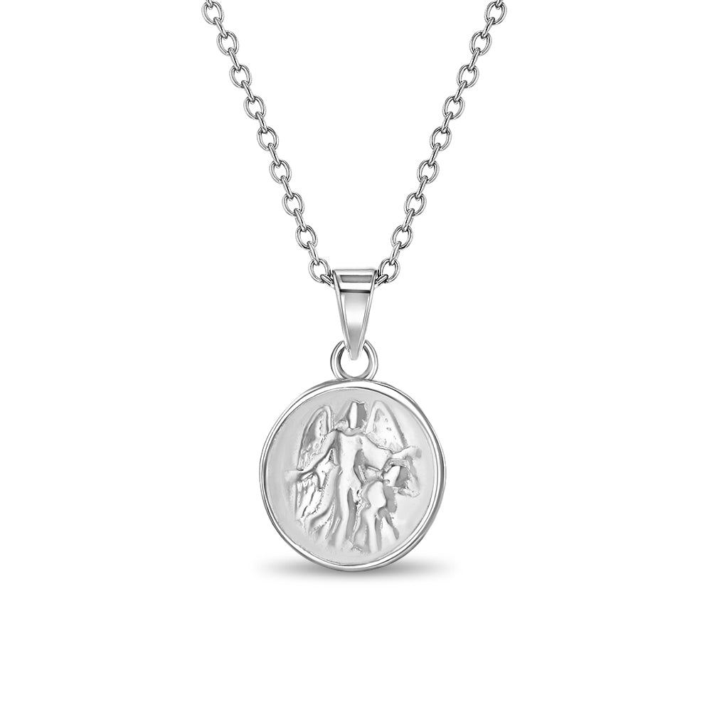 Guardian Angel Medal 10mm Toddler/Kids/Girls Necklace Religious - Sterling Silver