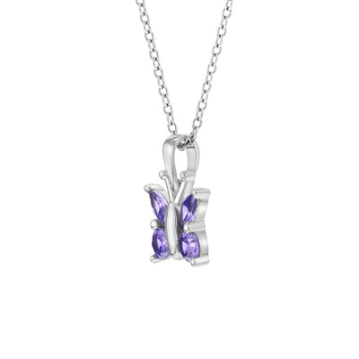 CZ Butterfly Kids / Children's / Girls Pendant/Necklace - Sterling Silver