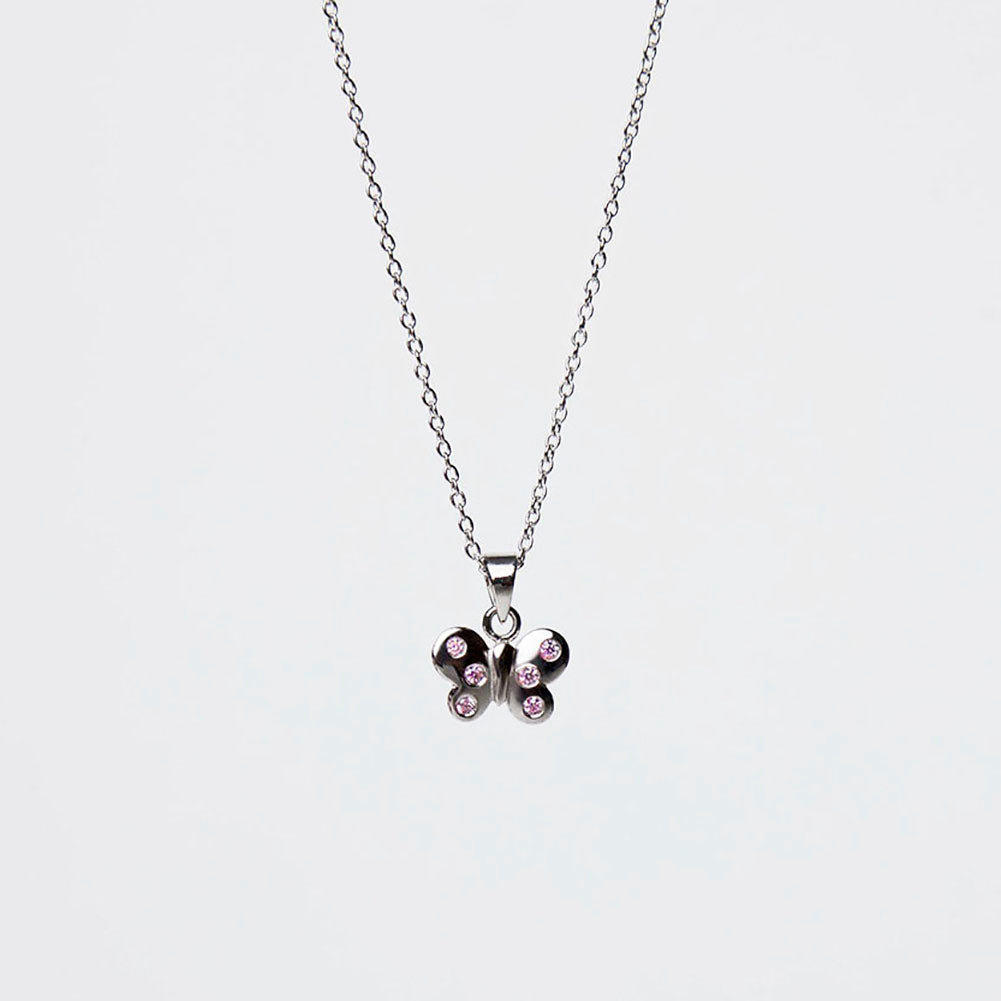 Fluttering Butterfly Kids / Children's / Girls Pendant/Necklace - Sterling Silver