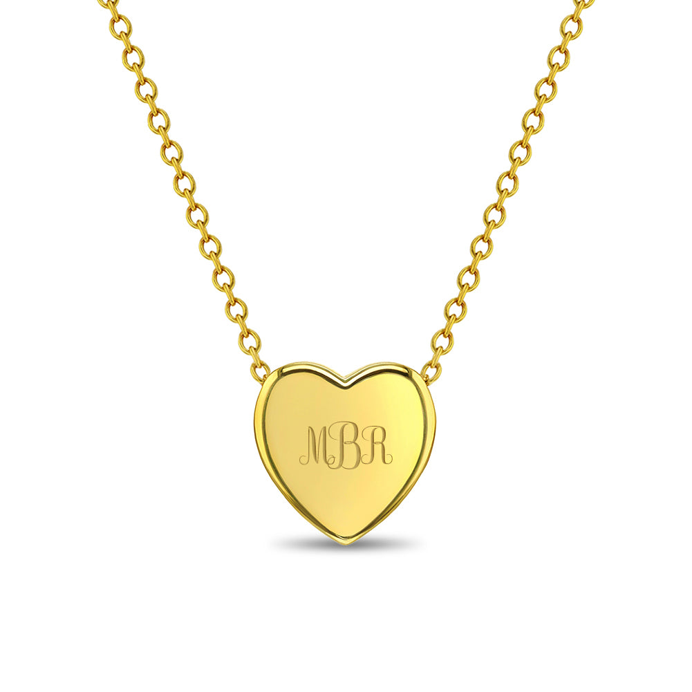 Tiny Monogram Heart Toddler / Kids / Girls Pendant/Necklace Engravable - 14k Gold Over Sterling Silver