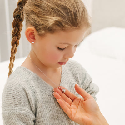 Tiny Monogram Heart Toddler / Kids / Girls Pendant/Necklace Engravable - Sterling Silver