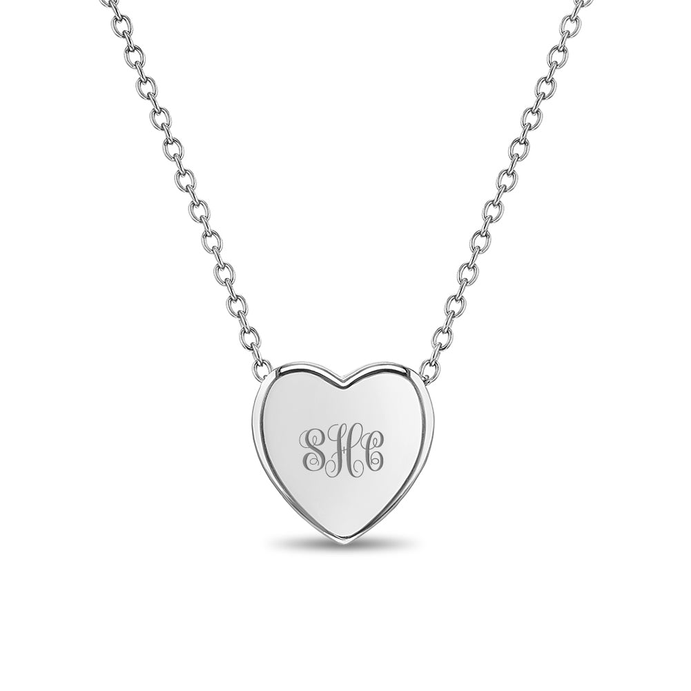 Tiny Monogram Heart Toddler / Kids / Girls Pendant/Necklace Engravable - Sterling Silver