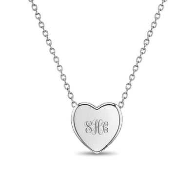 Tiny Monogram Heart Toddler / Kids / Girls Pendant/Necklace Engravable - Sterling Silver