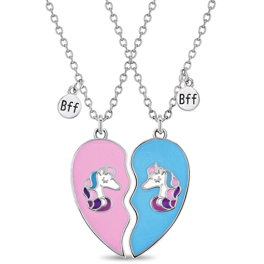 Best Friends Heart Unicorn Kids / Children's / Girls Pendant/Necklace Share - Sterling Silver