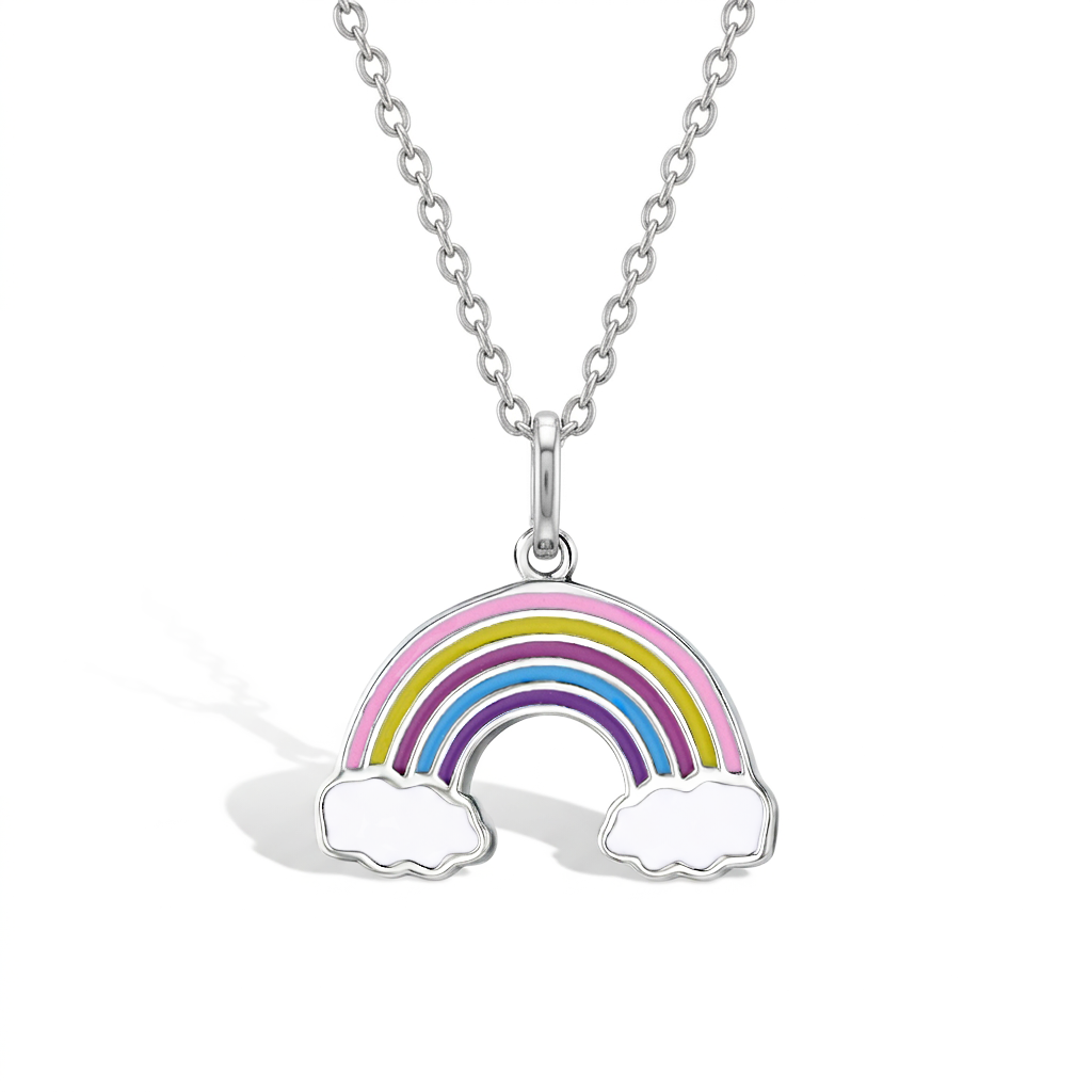 Colorful Rainbow Toddler/Kids/Girls Necklace Enamel - Sterling Silver