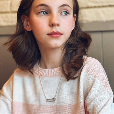 Rectangular Nameplate Kids / Teen Pendant/Necklace - Sterling Silver