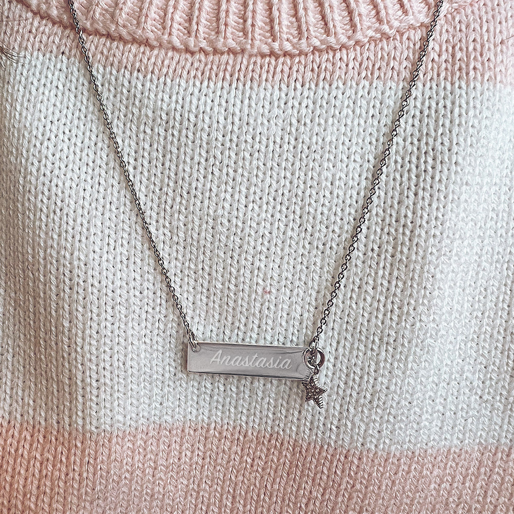 Rectangular Nameplate Kids / Teen Pendant/Necklace - Sterling Silver