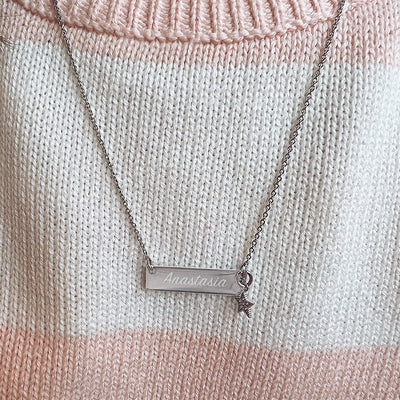 Rectangular Nameplate Kids / Teen Pendant/Necklace - Sterling Silver