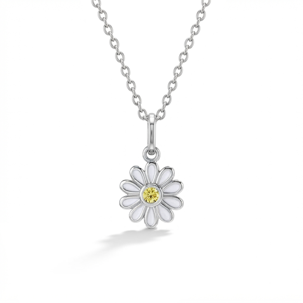 The Perfect Daisy Toddler/Kids/Girls Necklace Enamel - Sterling Silver