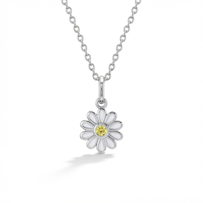 The Perfect Daisy Toddler/Kids/Girls Necklace Enamel - Sterling Silver