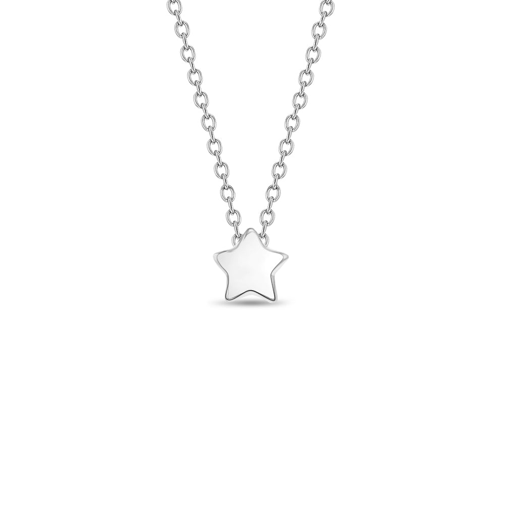 Tiny Puffed Star 16" Kids / Girls / Teen Necklace - Sterling Silver