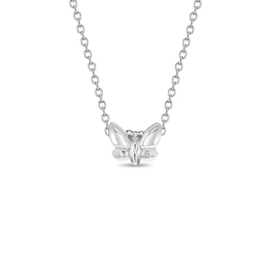 Delicate Puffed Butterfly 16" Kids / Girls / Teen Necklace - Sterling Silver