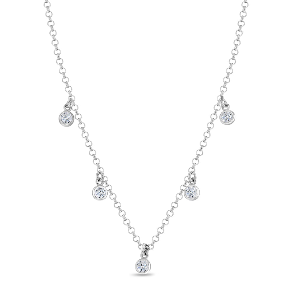 Station Charm Clear CZ Women's Necklace - Sterling Silver
