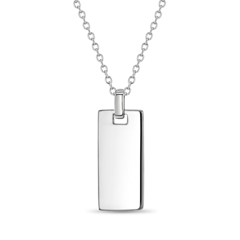 Square Tag Kids / Children's / Boy's Pendant/Necklace Engravable - Sterling Silver