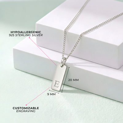 Square Tag Kids / Children's / Boy's Pendant/Necklace Engravable - Sterling Silver