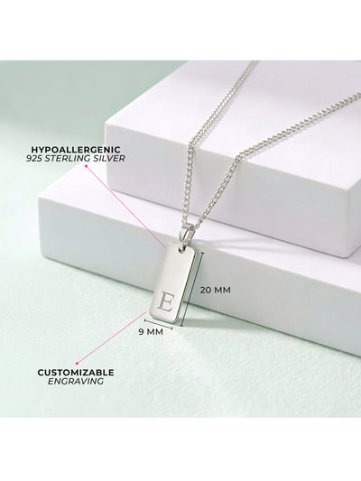 Square Tag Kids / Children's / Boy's Pendant/Necklace Engravable - Sterling Silver