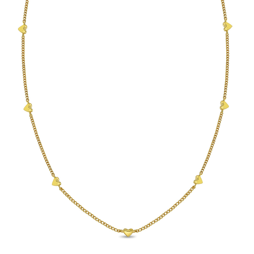 Delicate Heart Station Kids / Teen Necklace -14k Gold Over Sterling Silver