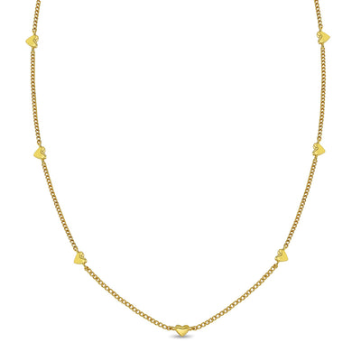 Delicate Heart Station Kids / Teen Necklace -14k Gold Over Sterling Silver