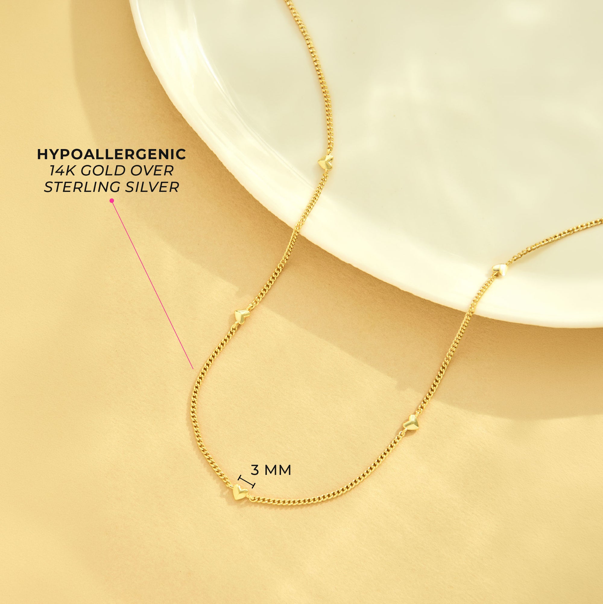 Delicate Heart Station Kids / Teen Necklace -14k Gold Over Sterling Silver