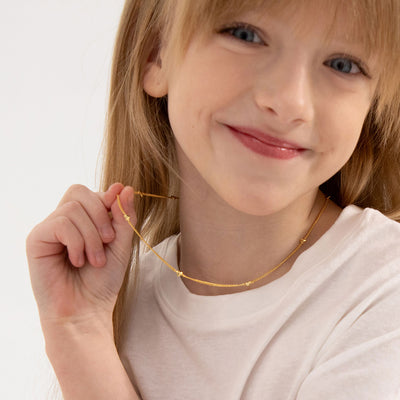 Delicate Heart Station Kids / Teen Necklace -14k Gold Over Sterling Silver