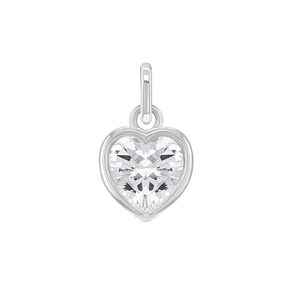 CZ Birthstone Heart Charms Kids / Children's / Girls for Charm Bracelet - Sterling Silver