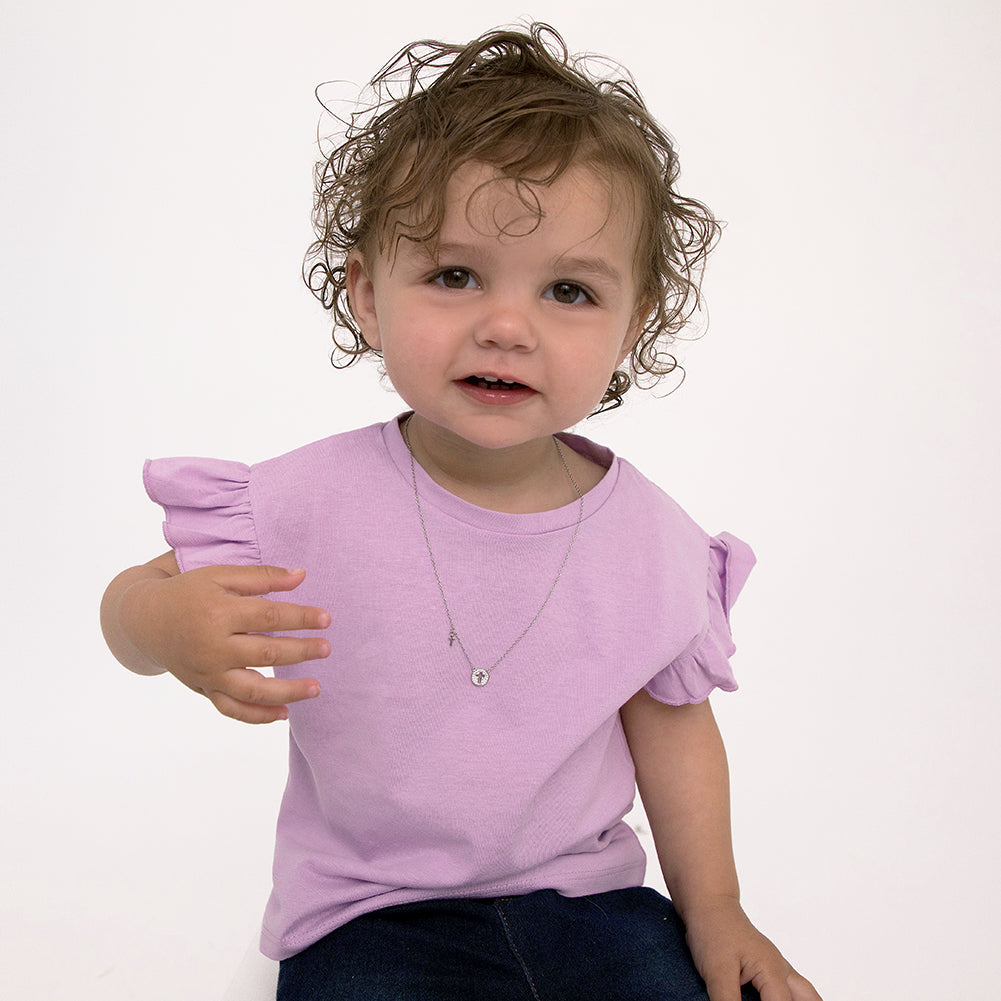 Tiny Cross Lock & Key 9mm Toddler / Kids / Girls Pendant/Necklace Religious - Sterling Silver