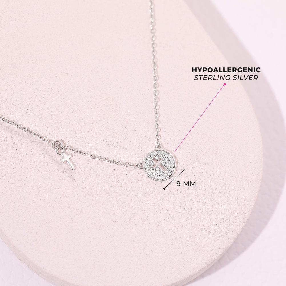 Tiny Cross Lock & Key 9mm Toddler / Kids / Girls Pendant/Necklace Religious - Sterling Silver