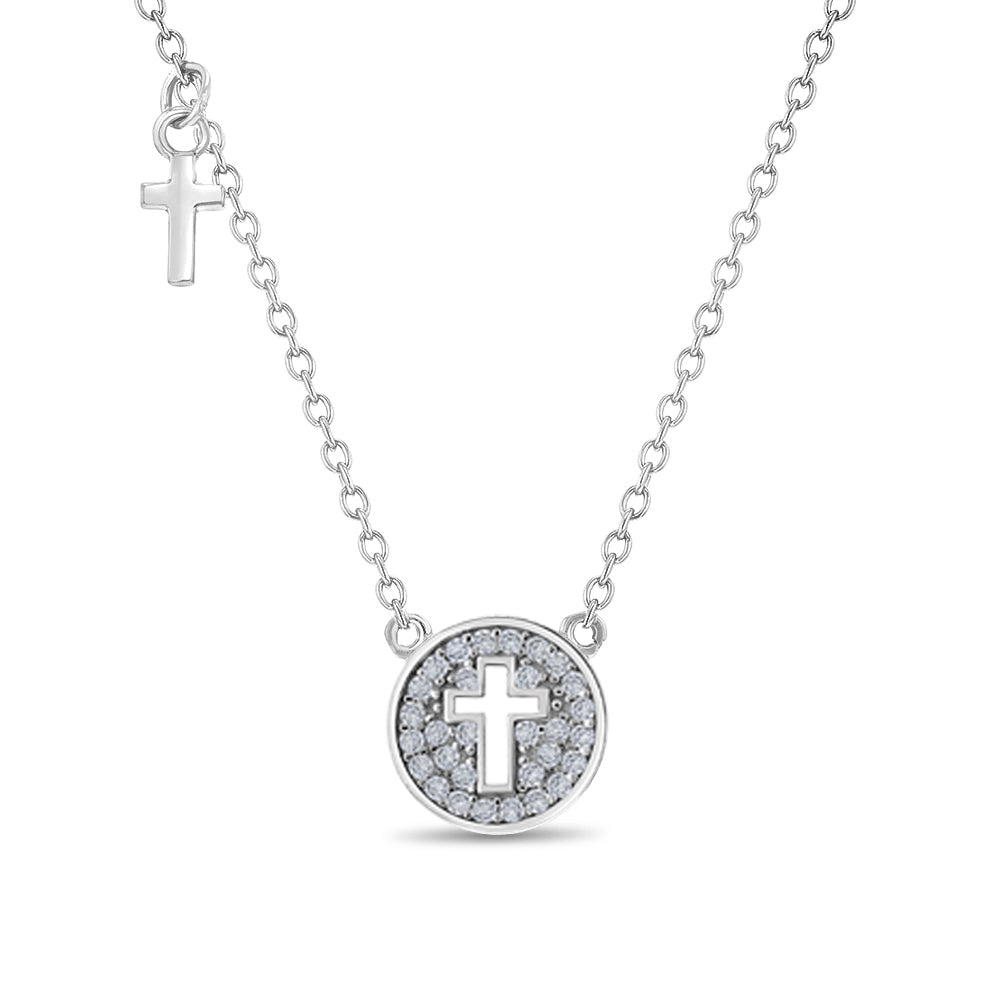 Tiny Cross Lock & Key 9mm Toddler / Kids / Girls Pendant/Necklace Religious - Sterling Silver