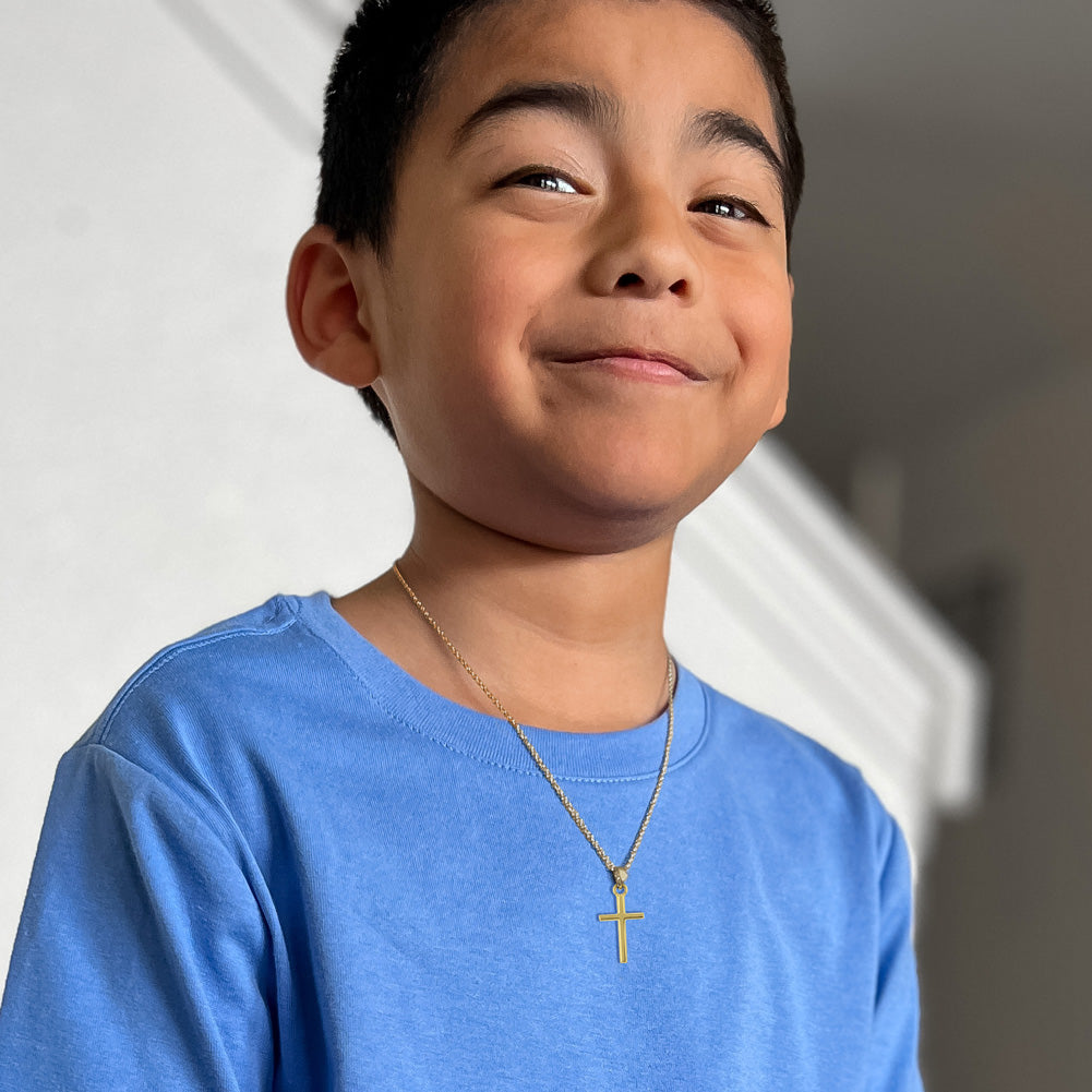 Tiny Cross Toddler / Kids / Boys Pendant/Necklace - Sterling Silver