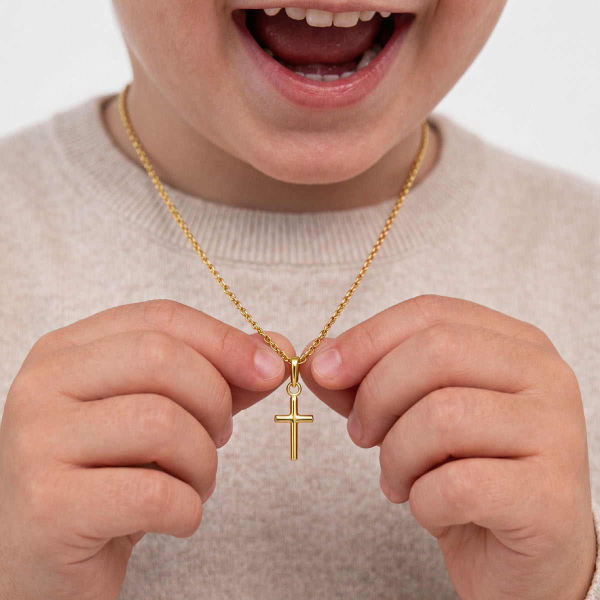 Tiny Cross Toddler / Kids / Boys Pendant/Necklace - Sterling Silver