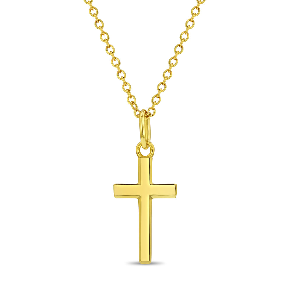 Flat Cross Kids / Boy's / Boys Pendant/Necklace - Sterling Silver