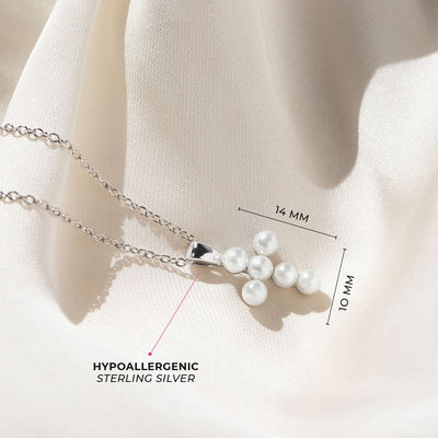 Tiny Pearl Cross 13mm Toddler/Kids/Girls Necklace Religious - Sterling Silver