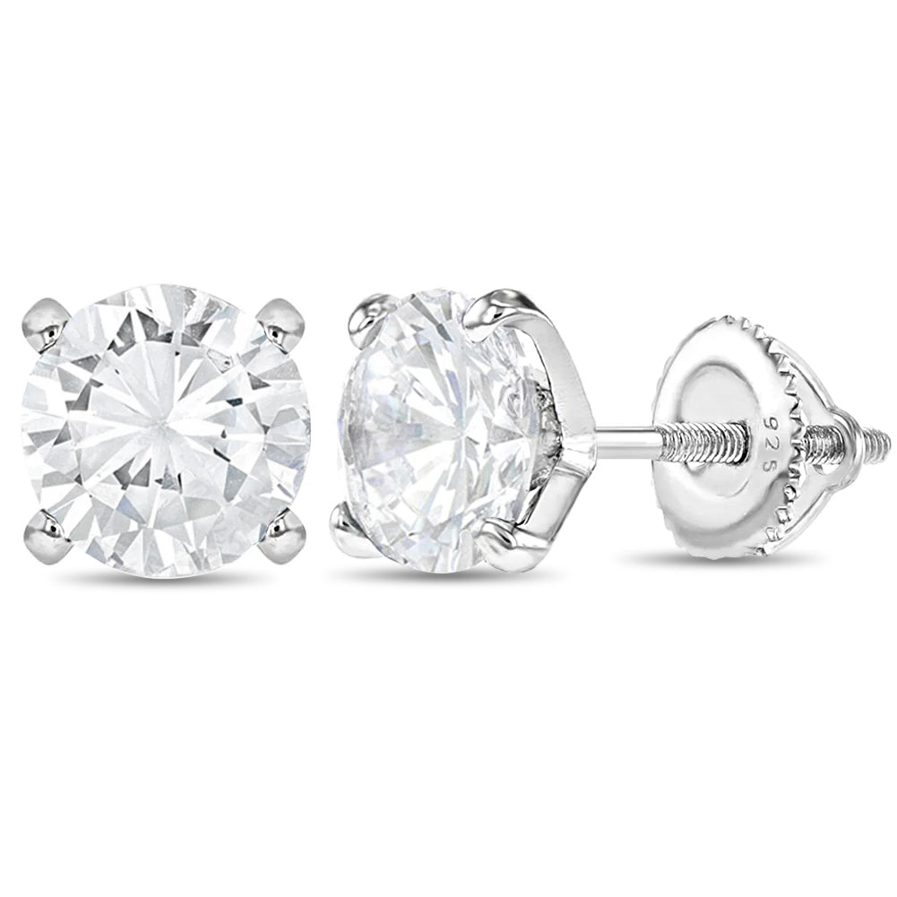 Solitaire Clear CZ Women's Earrings - Sterling Silver
